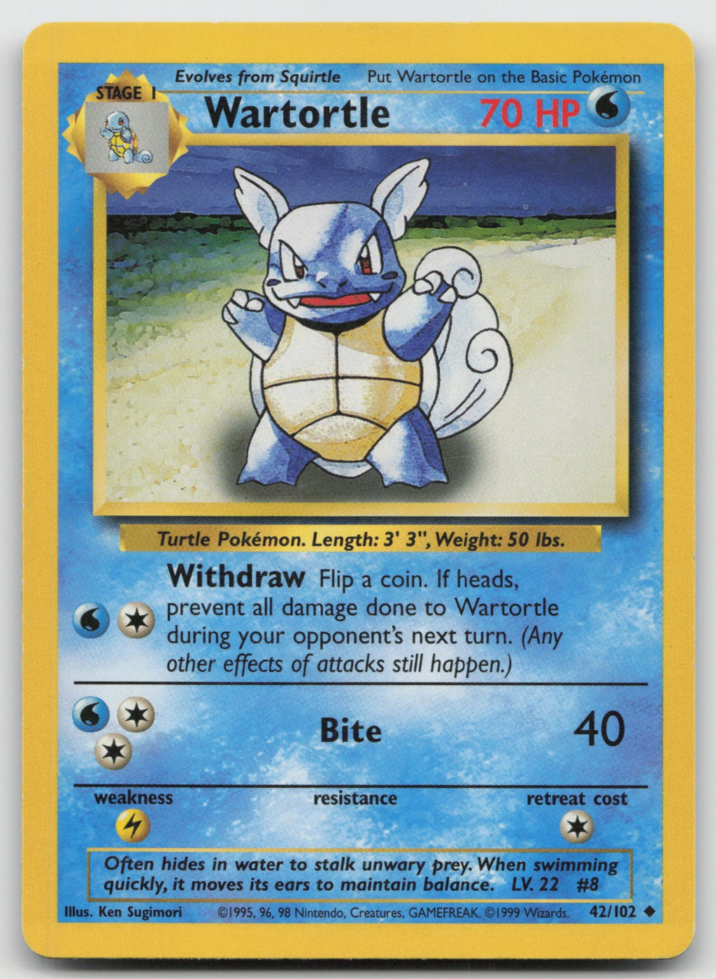 Wartortle Uncommon Base Set 42/102 LP