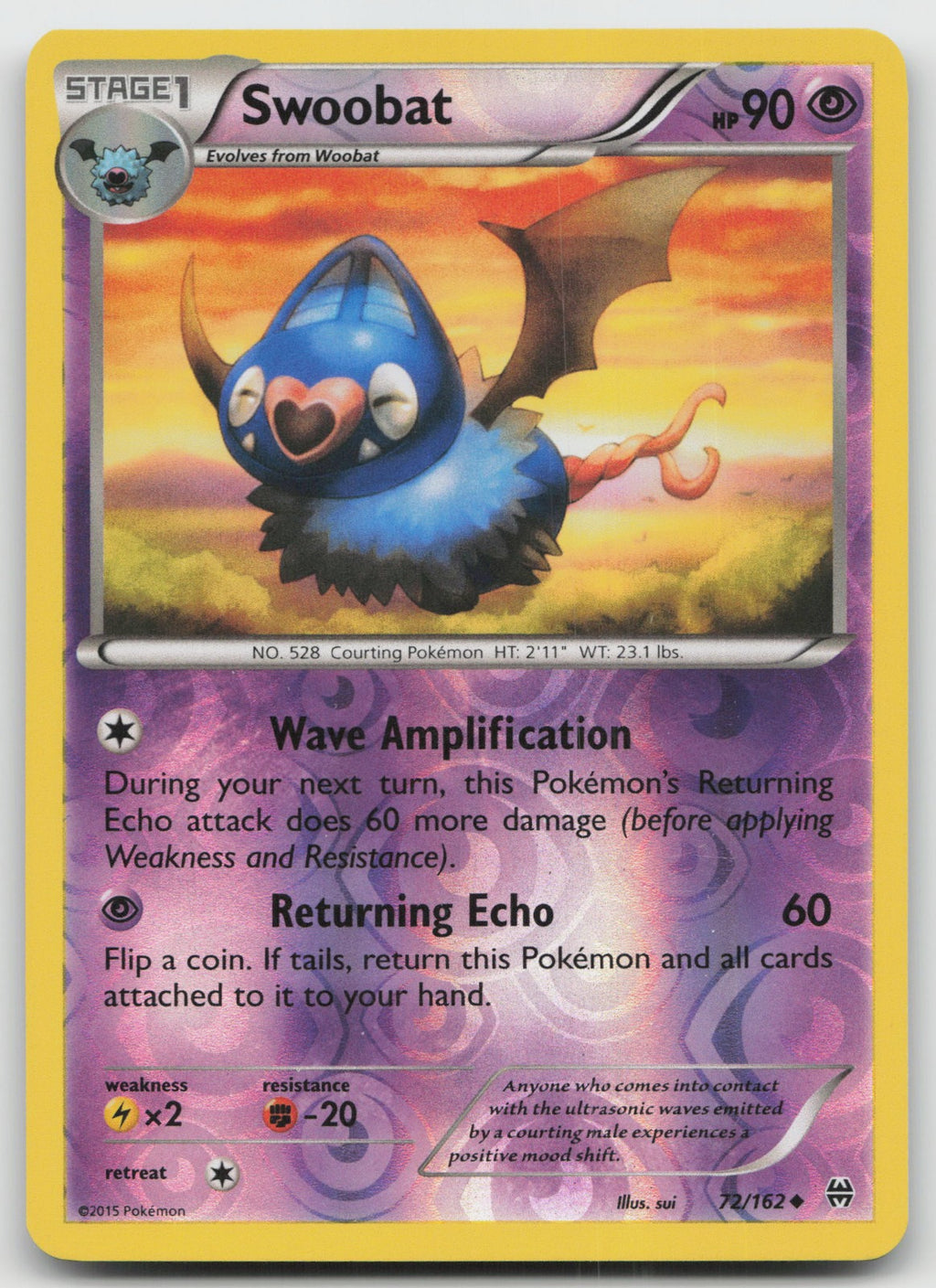 Swoobat Uncommon Reverse Holo XY - BREAKthrough 72/162 LP