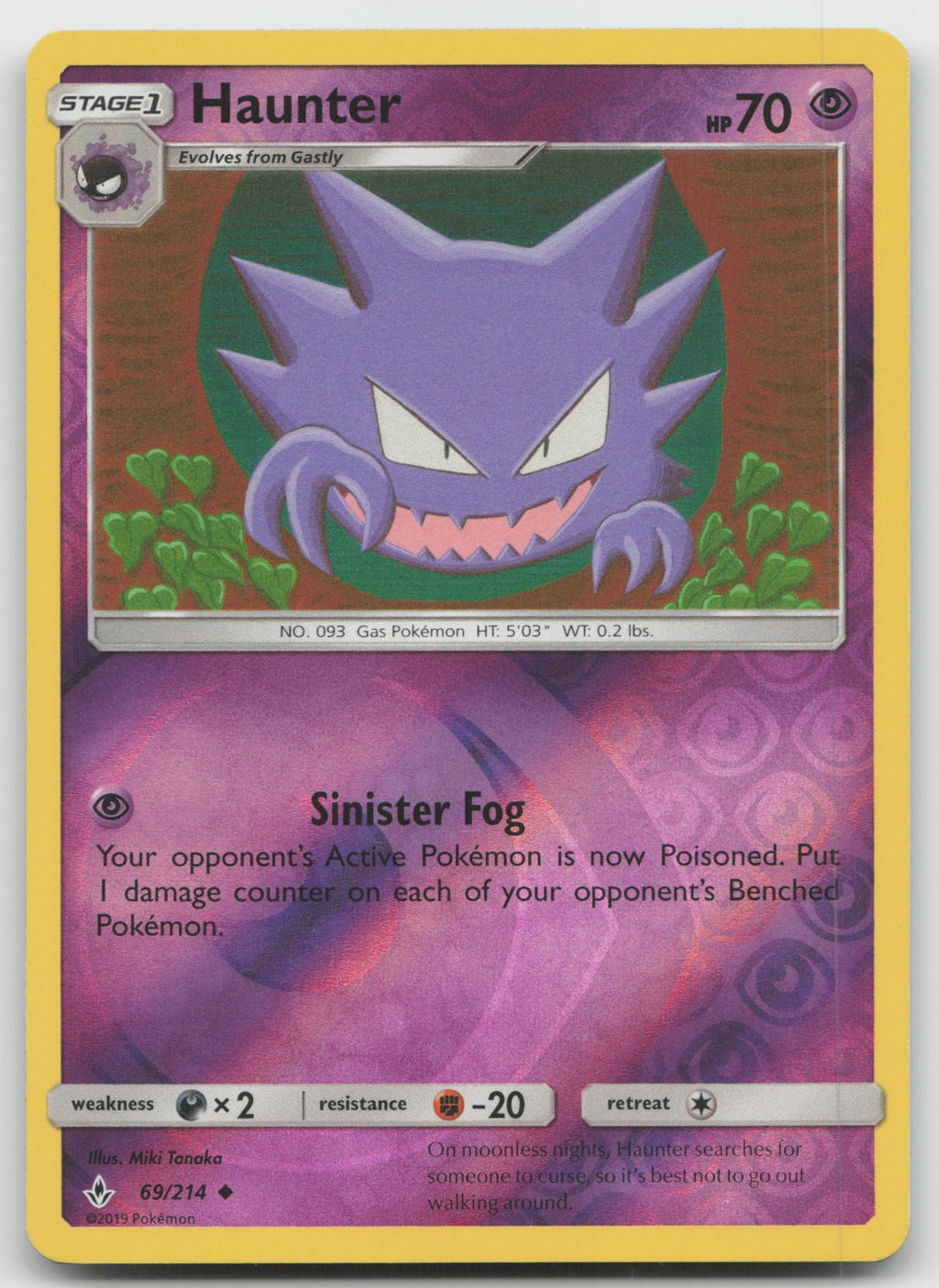 Haunter Reverse Holo Uncommon SM - Unbroken Bonds 69/214 NM