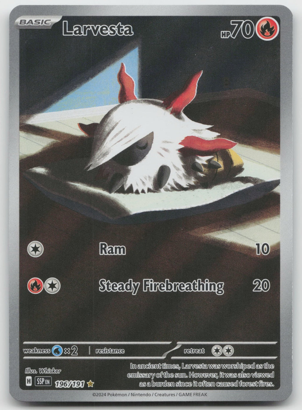 Larvesta Holo Illustration Rare SV08: Surging Sparks 196/191 NM