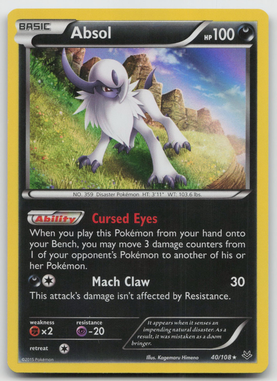 Absol Holo Rare XY - Roaring Skies 40/108 LP