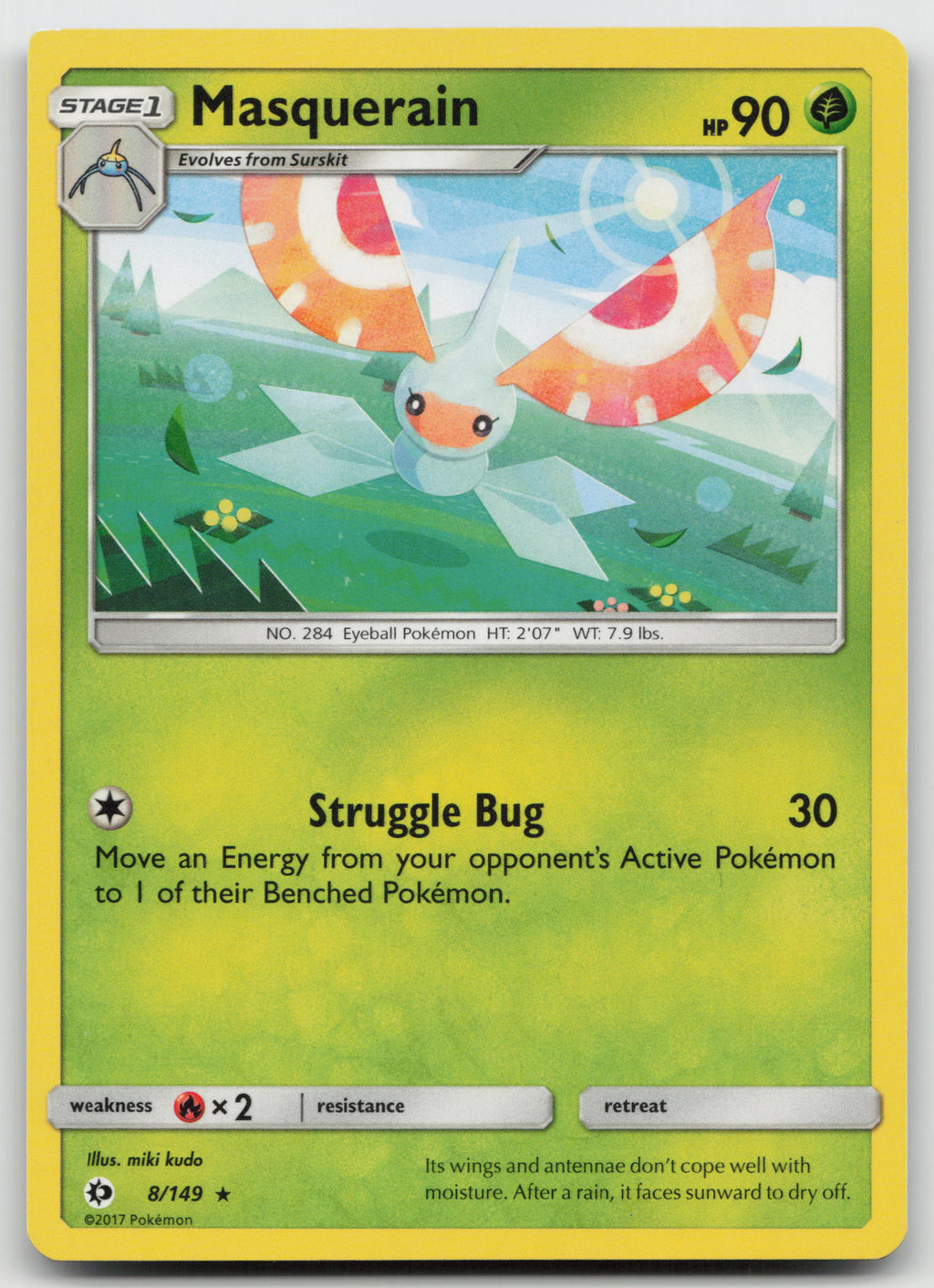 Masquerain Rare Normal SM Base Set 8/149 VLP