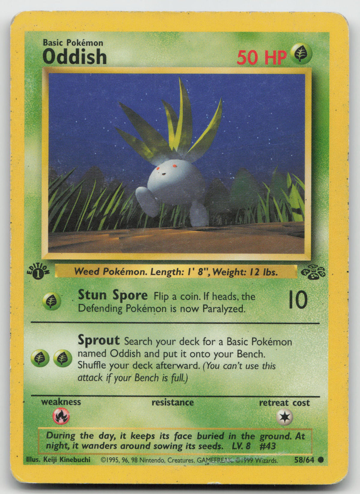 Oddish Common 1st Edition Jungle 58/64 HP