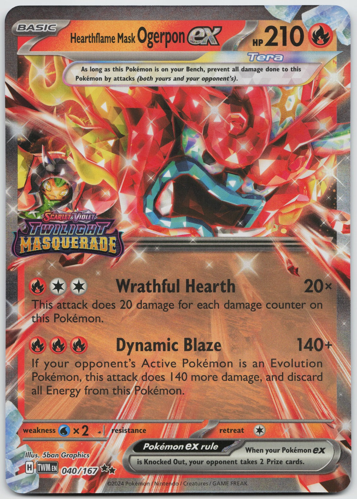 Hearthflame Mask Ogerpon ex Twilight Masquerade Stamp Holo JUMBO Card 040/167 NM