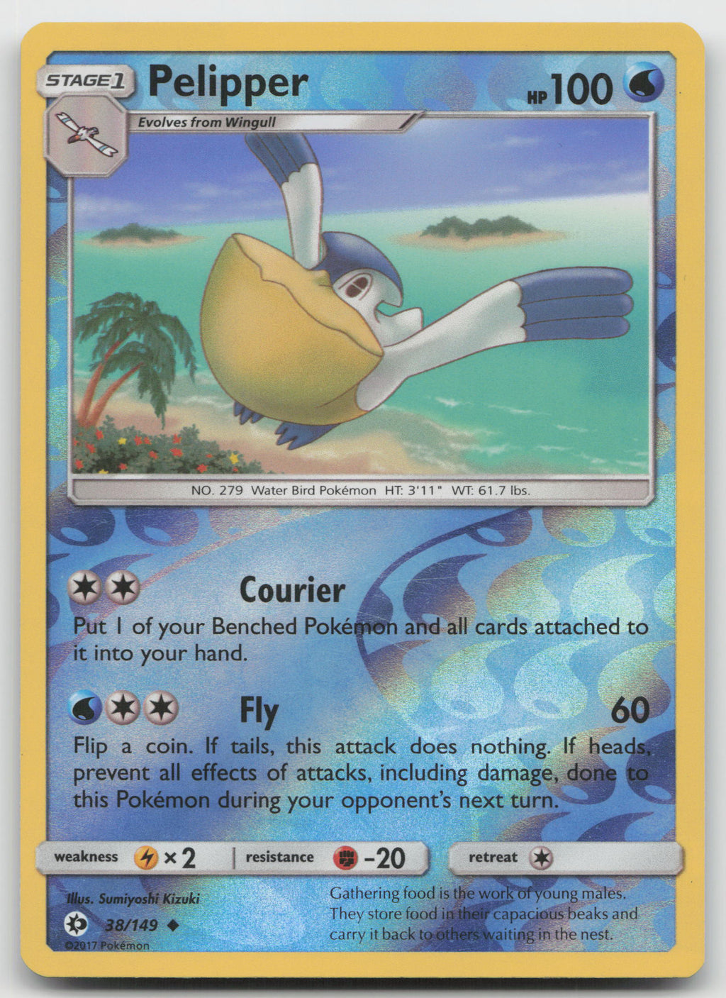 Pelipper Uncommon Reverse Holofoil SM Base Set 38/149 VLP