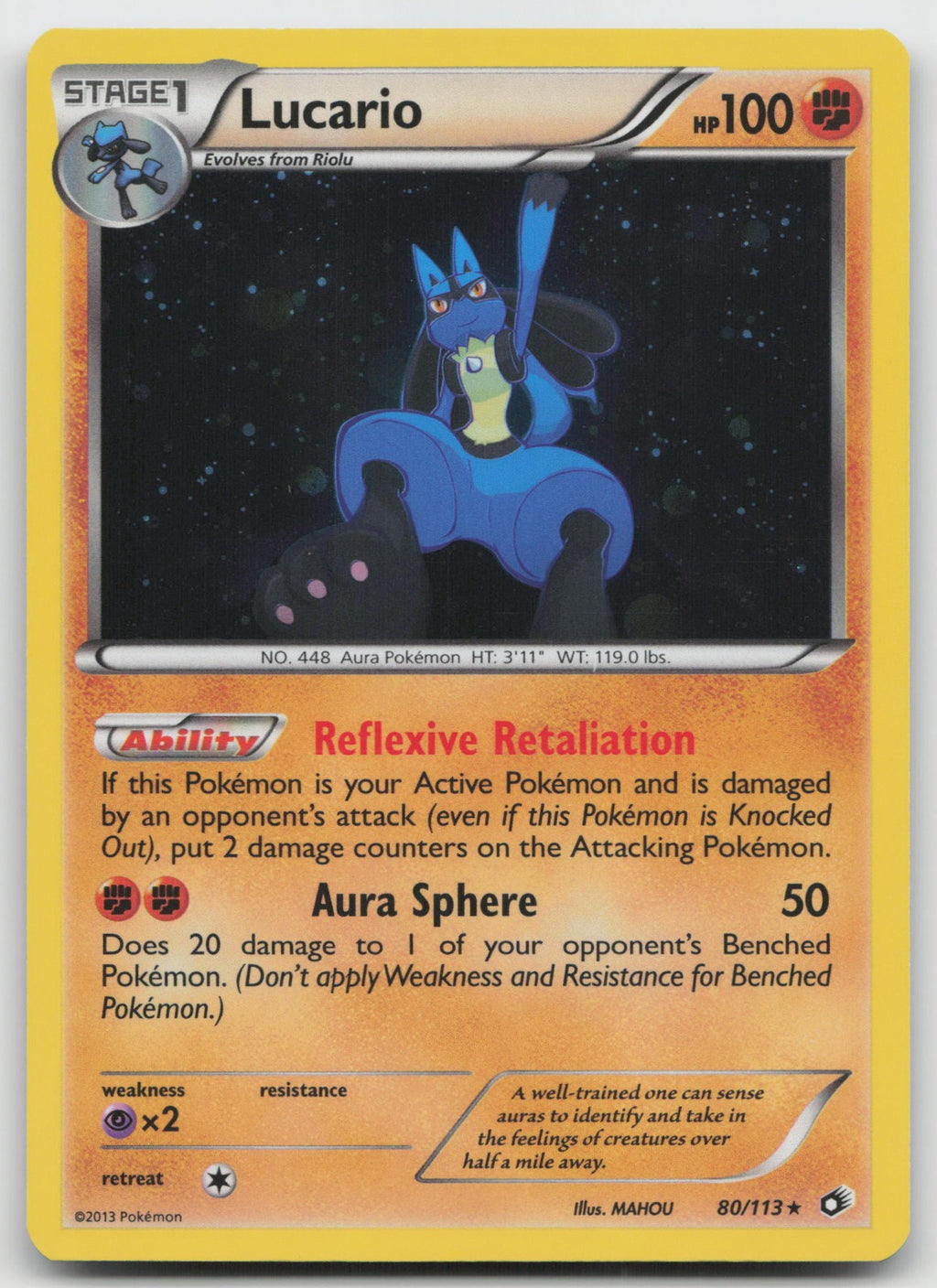 Lucario Cosmos Holo Rare Legendary Treasures 80/113 NM/VLP