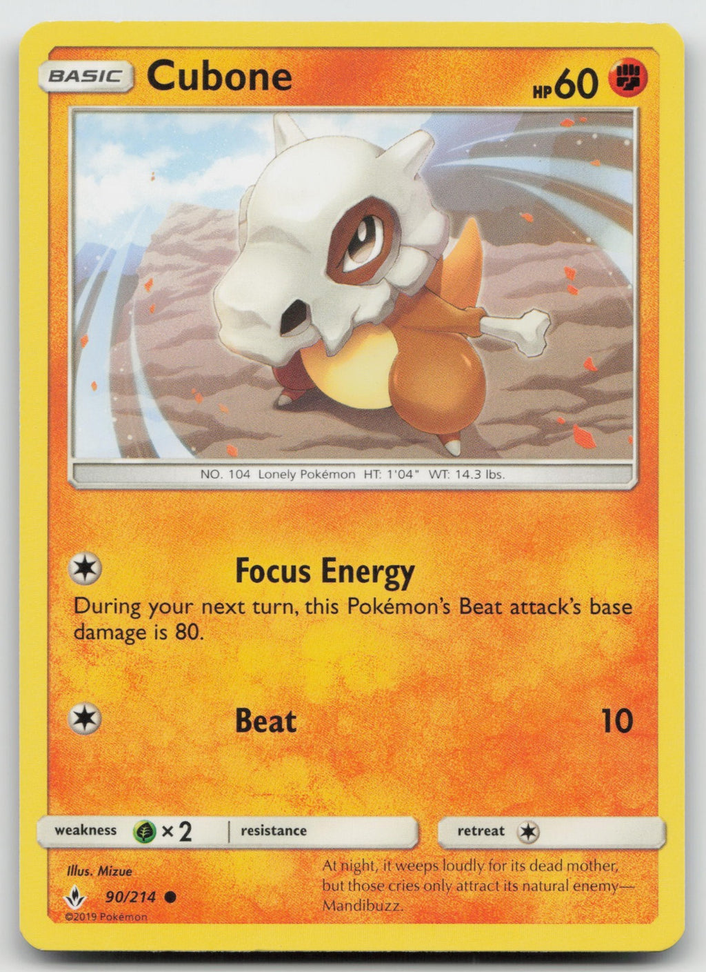 Cubone Common SM - Unbroken Bonds 90/214 NM
