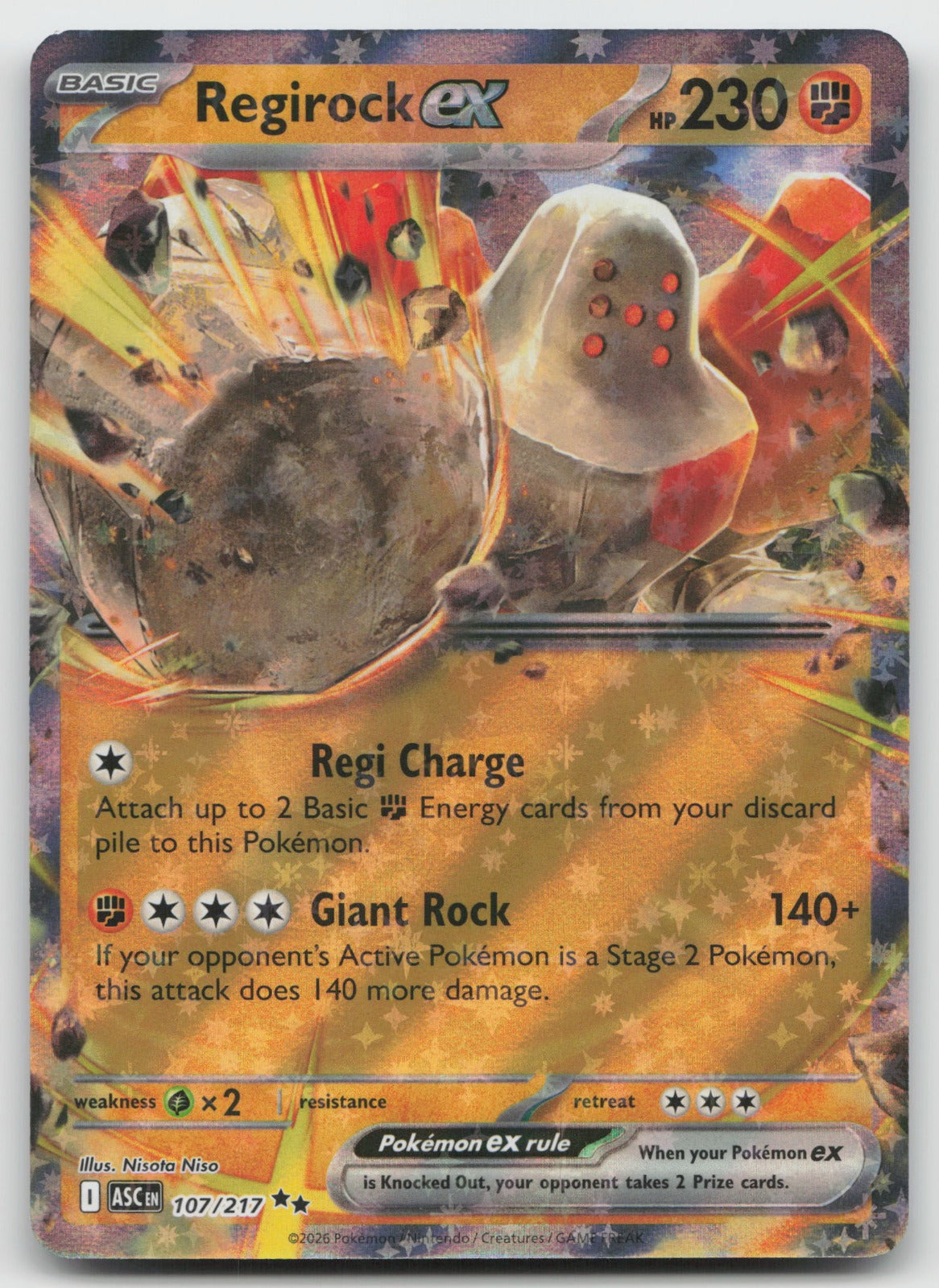 Regirock ex Double Rare Holo ME: Ascended Heroes 107/217 NM