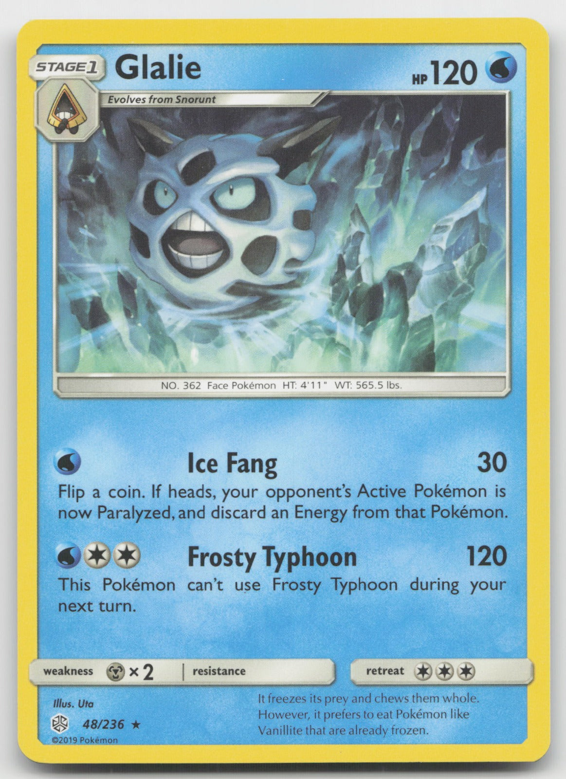 Glalie Rare SM - Cosmic Eclipse 48/236 NM