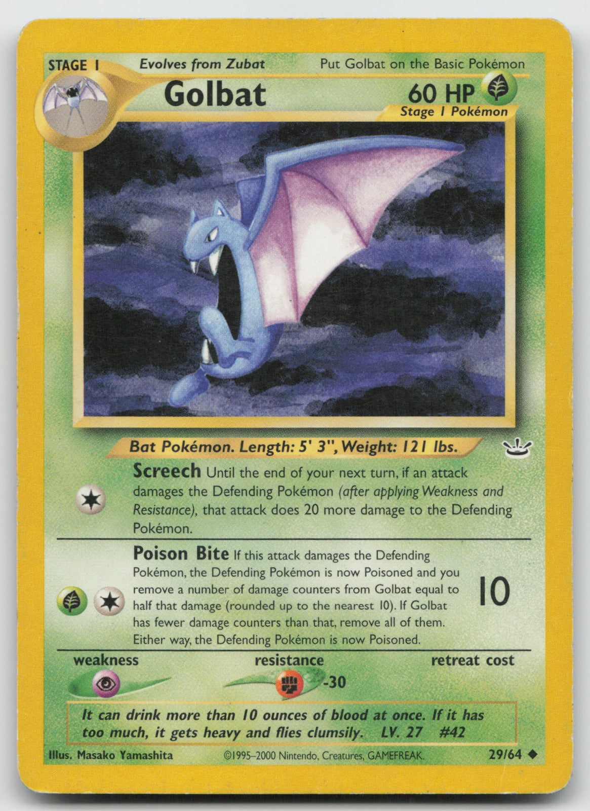 Golbat Uncommon Unlimited Neo Revelation 29/64 HP