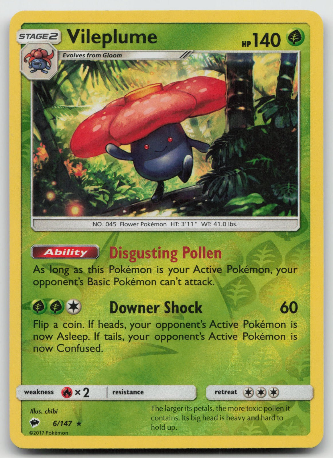 Vileplume Reverse Holo Holo Rare SM - Burning Shadows 6/147 NM