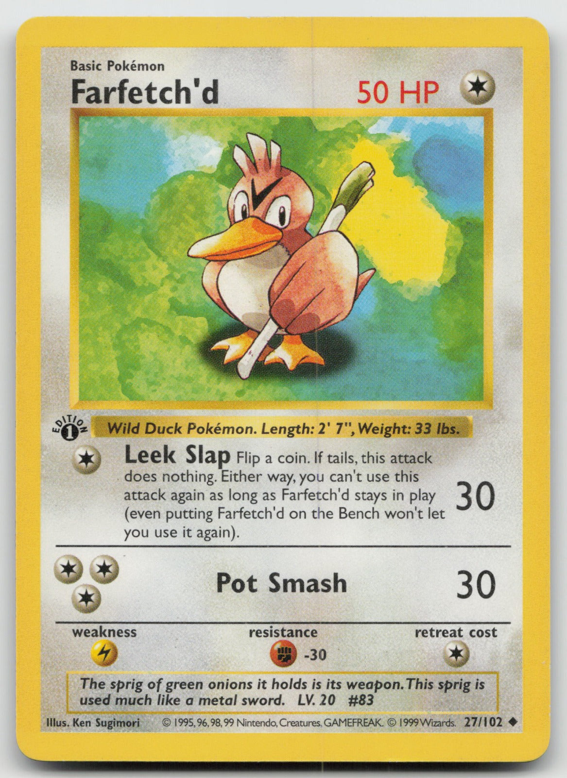 Farfetch'd Uncommon 1st Edition Base Set (Shadowless) 27/102 MP