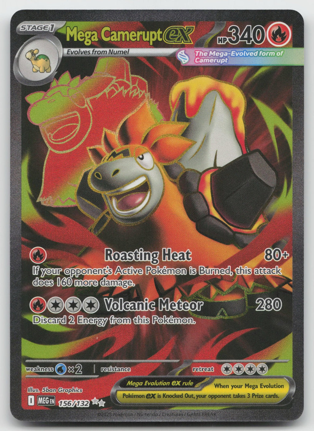 Mega Camerupt ex Holo Ultra Rare ME01: Mega Evolution 156/132 NM