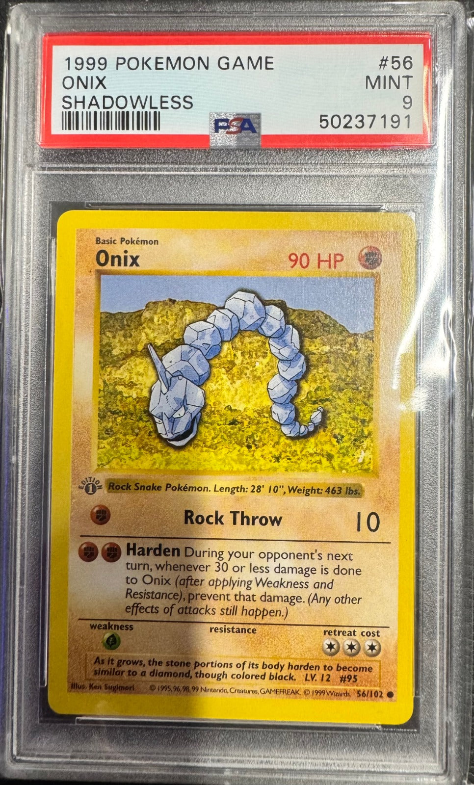 Onix 1st Edition Common Base Set (Shadowless) 56/102 PSA 9