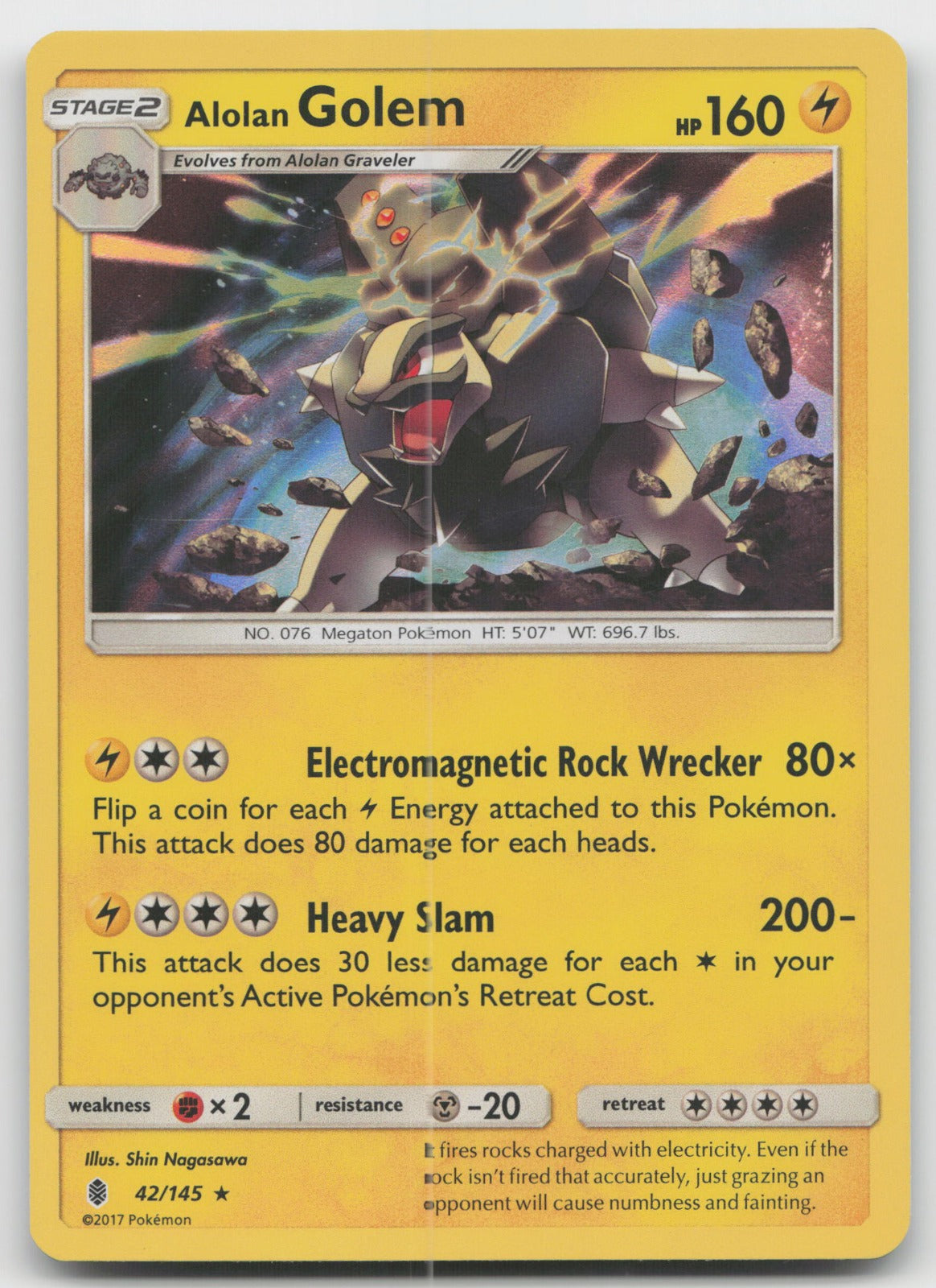 Alolan Golem Holo Rare SM - Guardians Rising 42/145 VLP