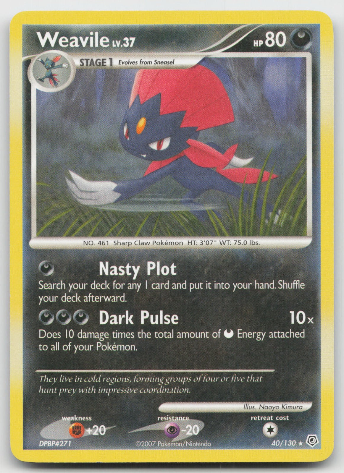Weavile Rare Diamond and Pearl 40/130 LP
