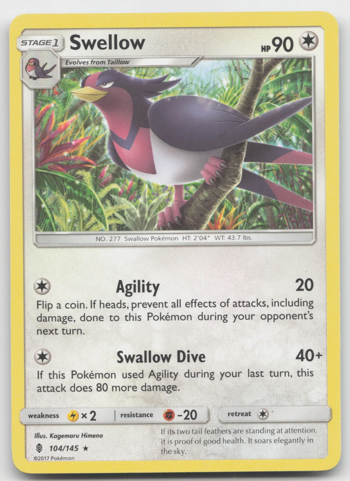 Swellow Rare SM - Guardians Rising 104/145 NM