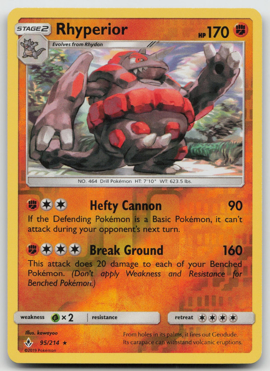 Rhyperior Reverse Holo Rare SM - Unbroken Bonds 95/214 NM