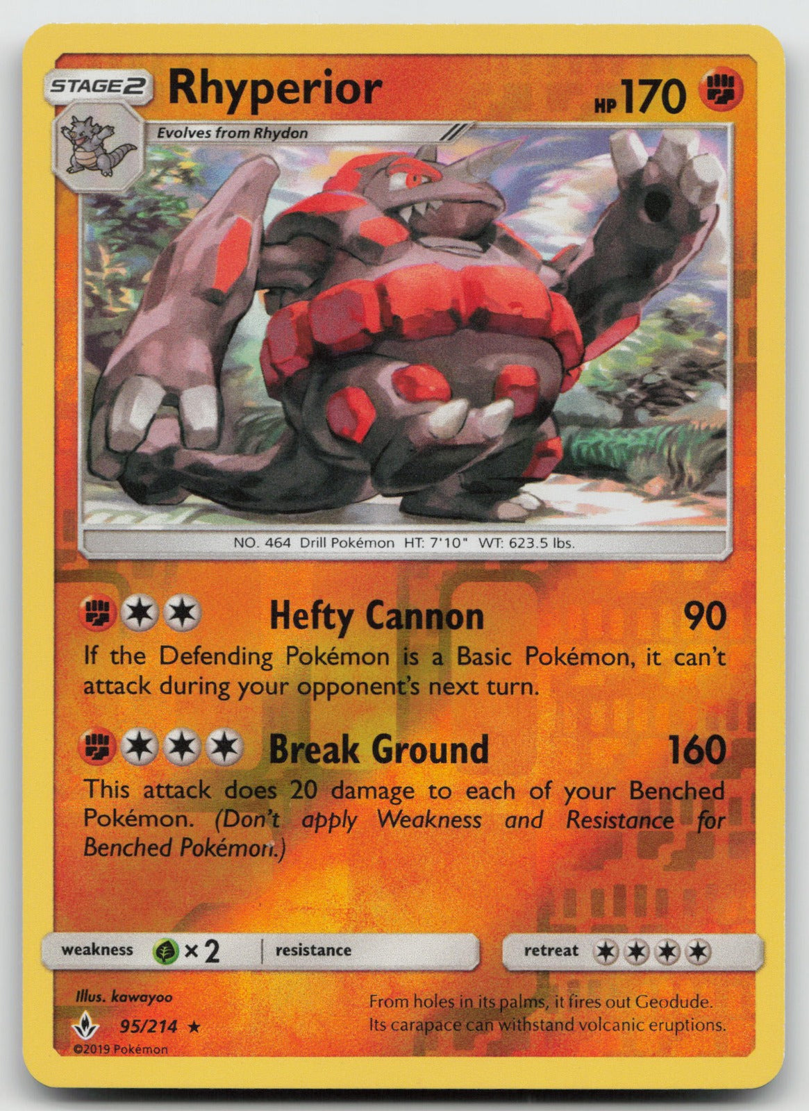 Rhyperior Reverse Holo Rare SM - Unbroken Bonds 95/214 NM