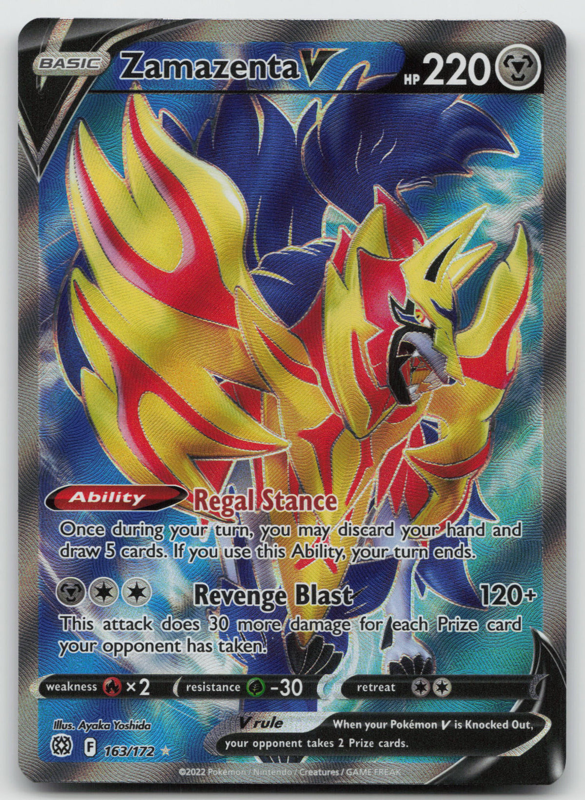 Zamazenta V (Full Art) Ultra Rare Holofoil SWSH09: Brilliant Stars 163/172 NM
