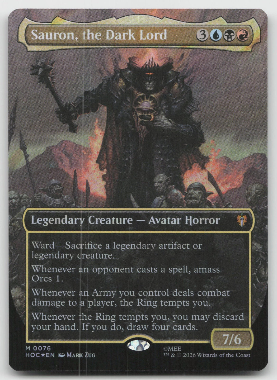 Sauron, the Dark Lord (Borderless) (Surge Foil) M Foil The Hobbit: Eternal 76 NM