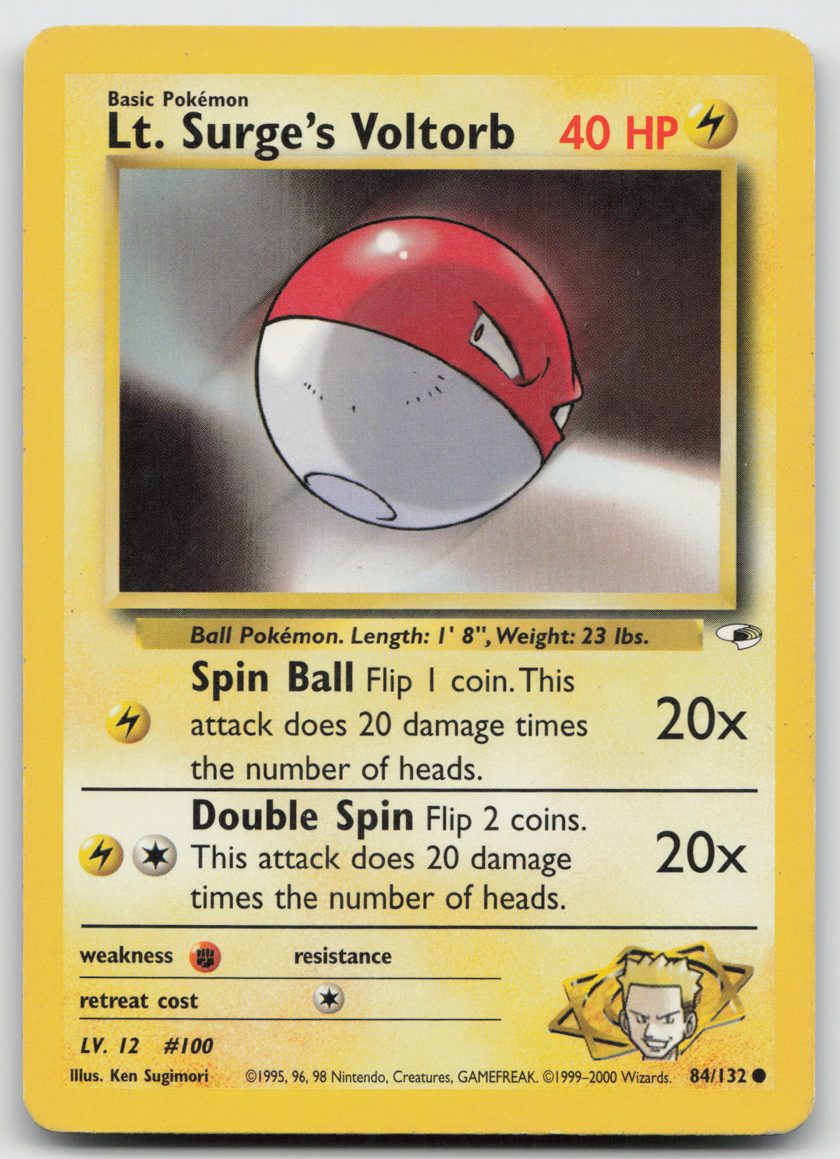 Lt. Surge's Voltorb Common Unlimited Gym Heroes 84/132 HP