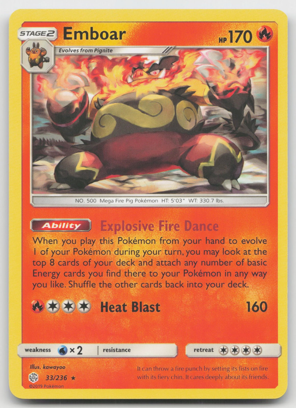 Emboar Rare SM - Cosmic Eclipse 33/236 NM