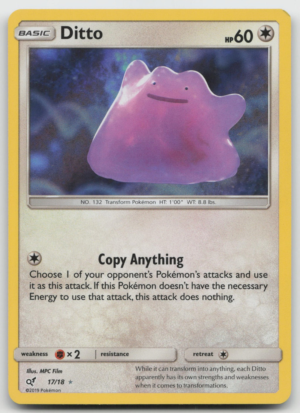 Ditto Holo Rare Detective Pikachu 17/18 NM