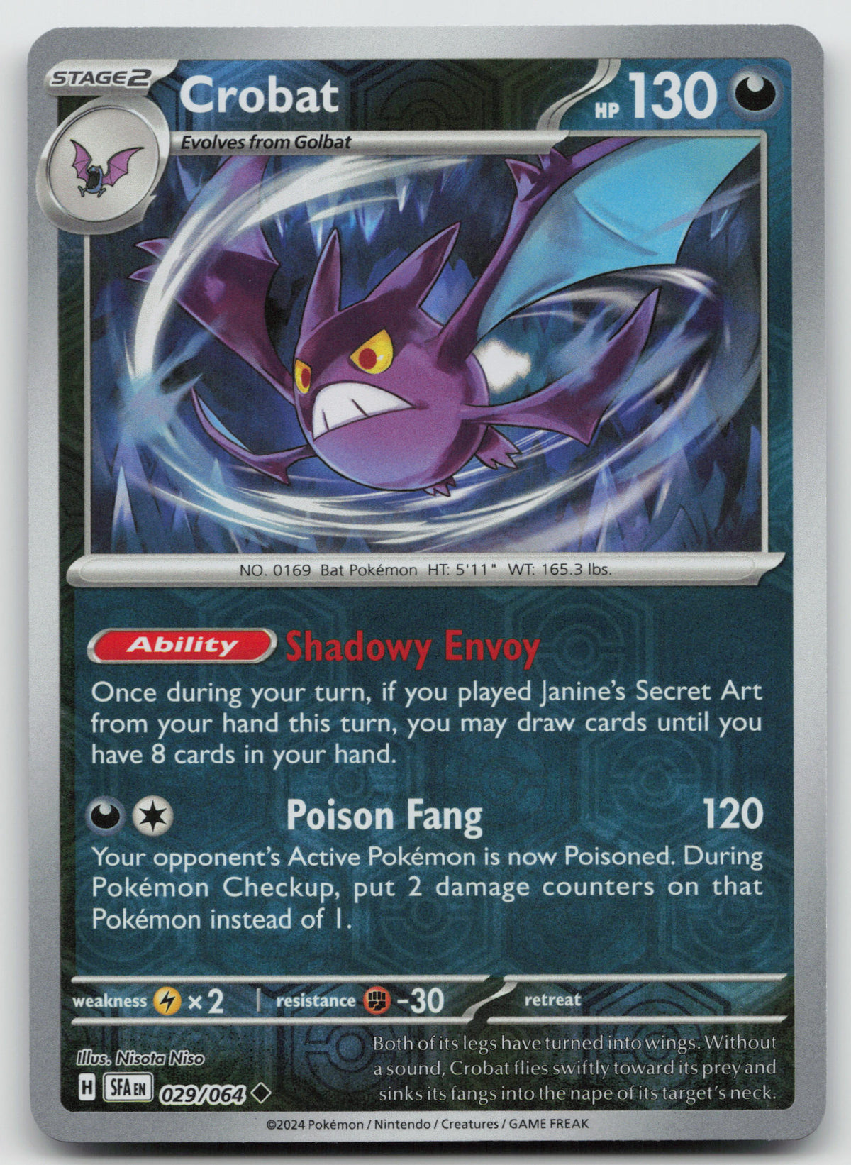 Crobat Uncommon Reverse Holo SV: Shrouded Fable 029/064 NM