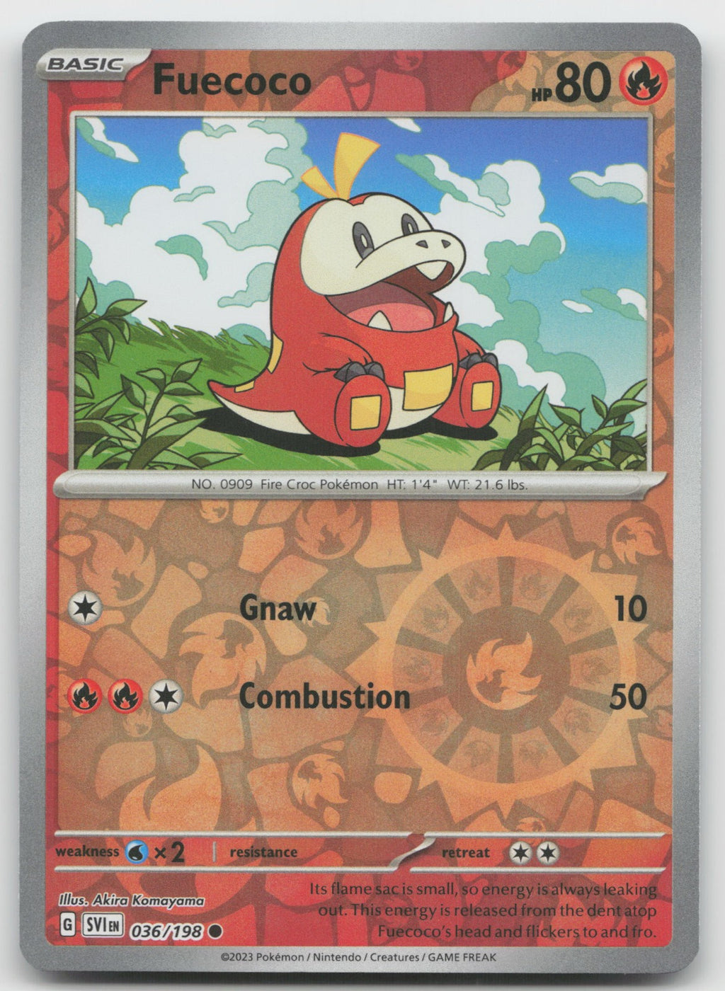 Fuecoco Reverse Holo Common SV01: Scarlet & Violet Base Set 036/198 NM