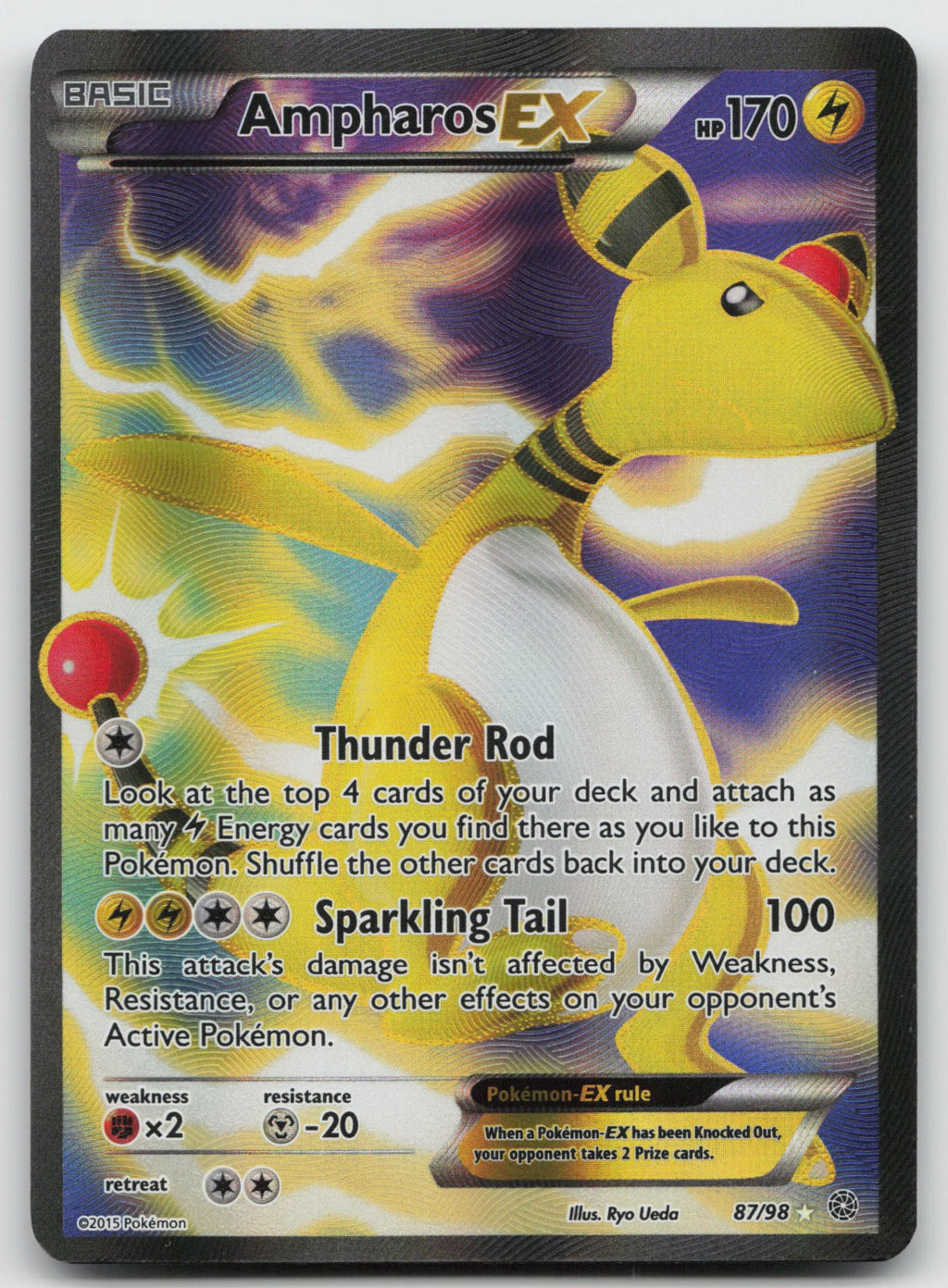 Ampharos EX (Full Art) Holo Ultra Rare XY - Ancient Origins 87/98 HP