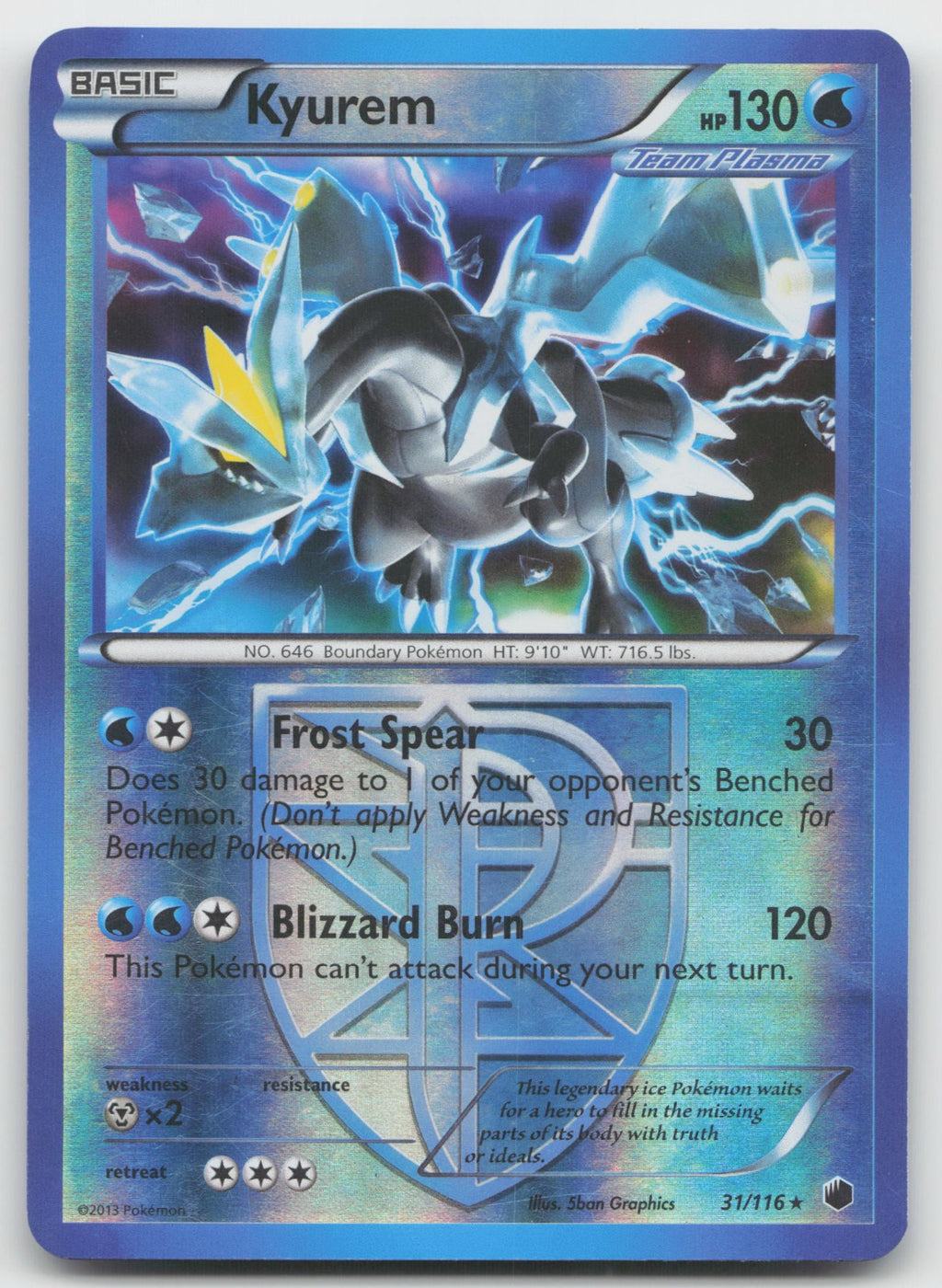 Kyurem (Team Plasma) Reverse Holo Rare Plasma Freeze 31/116 LP