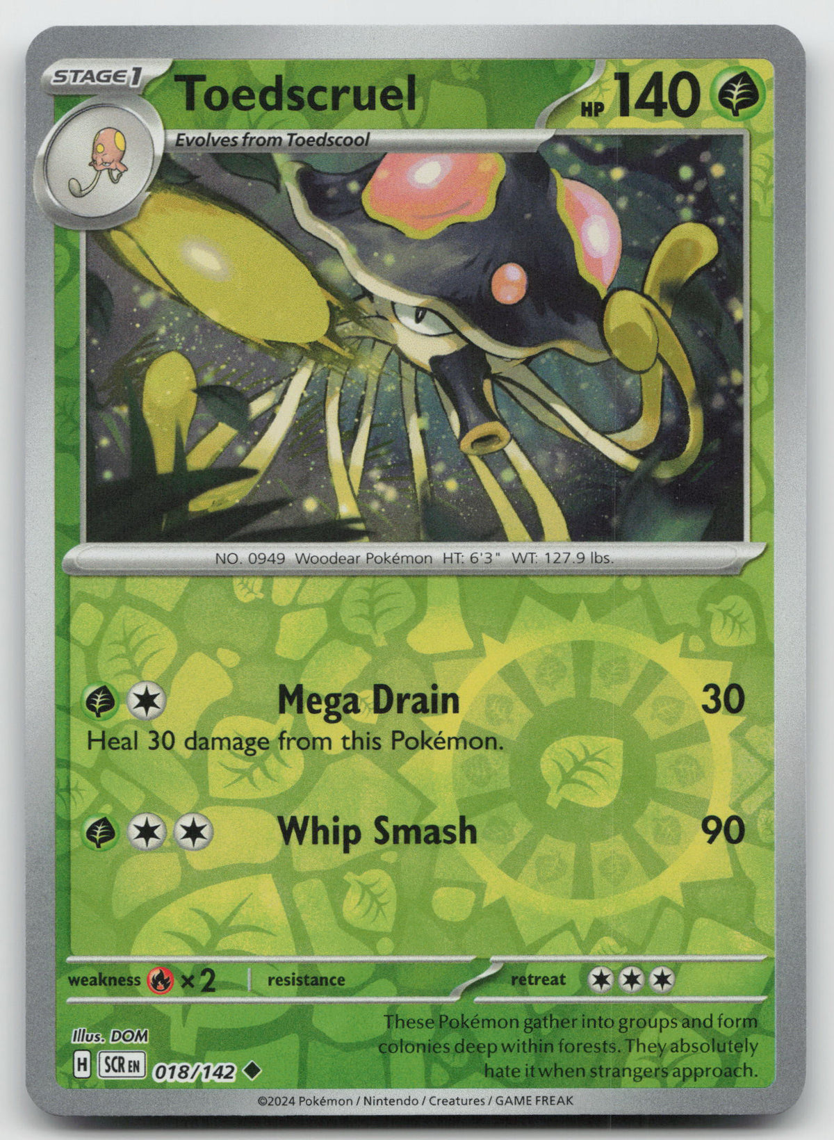 Toedscruel Uncommon Reverse Holo SV07: Stellar Crown 018/142 NM