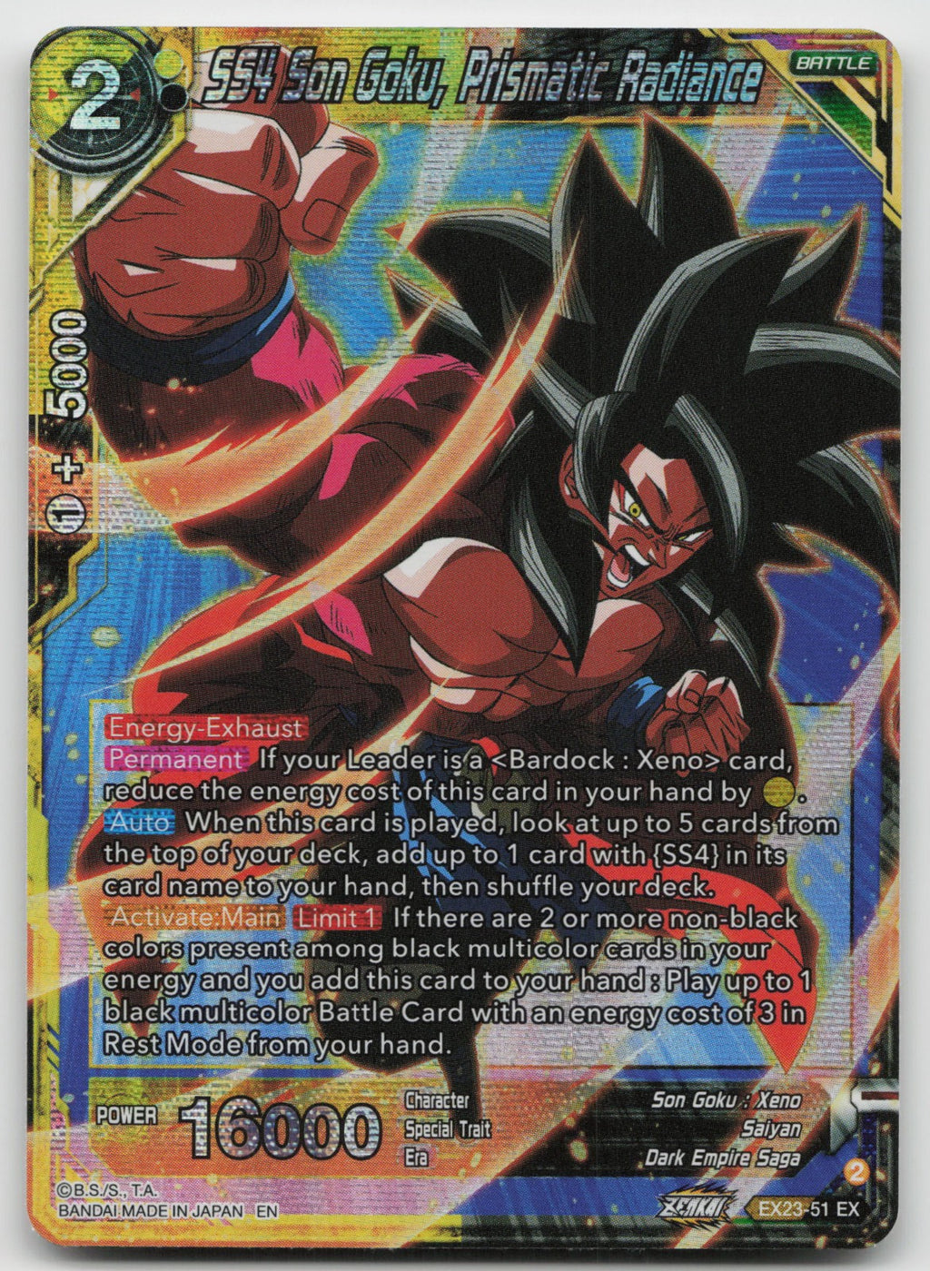 SS4 Son Goku, Prismatic Radiance Expansion Rare Foil 2023 EX23-51 NM