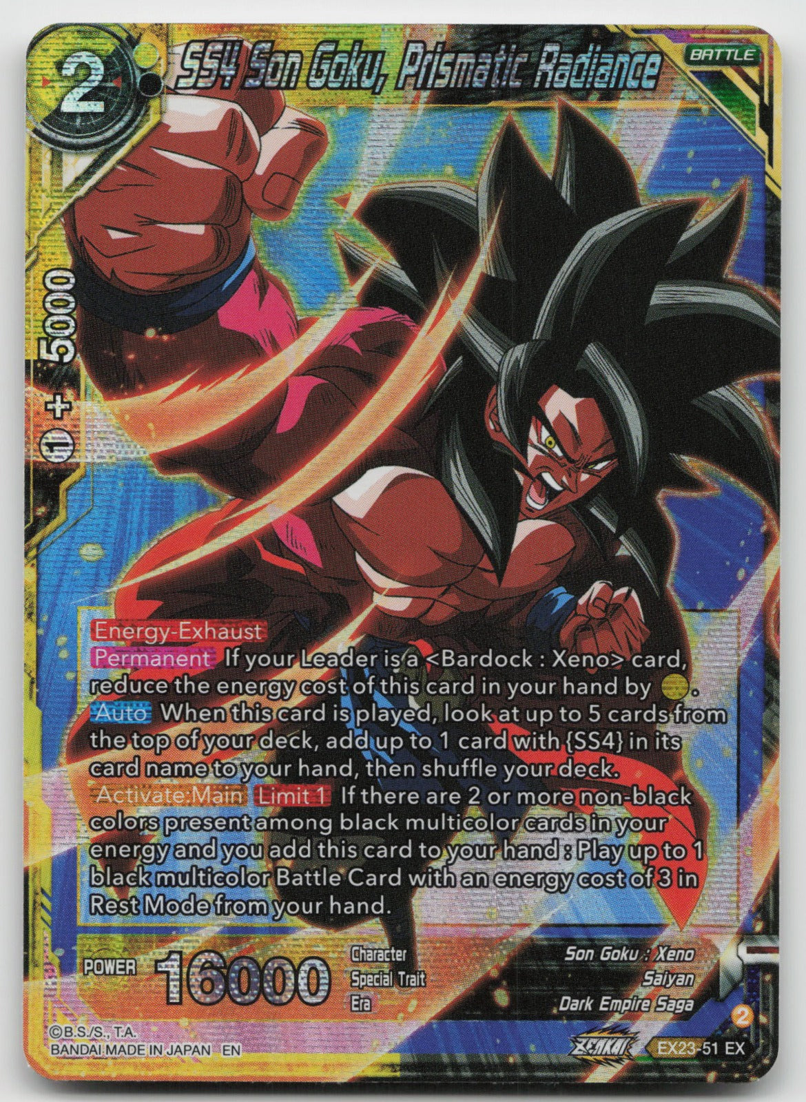 SS4 Son Goku, Prismatic Radiance Expansion Rare Foil 2023 EX23-51 NM