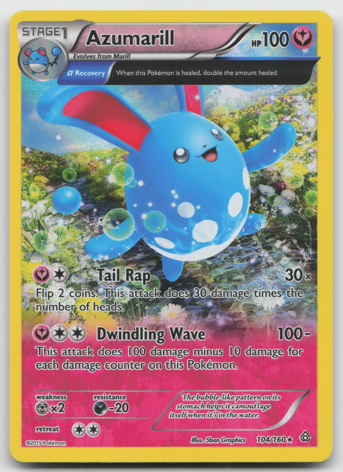 Azumarill (Alpha) Holo Rare XY - Primal Clash 104/160 NM