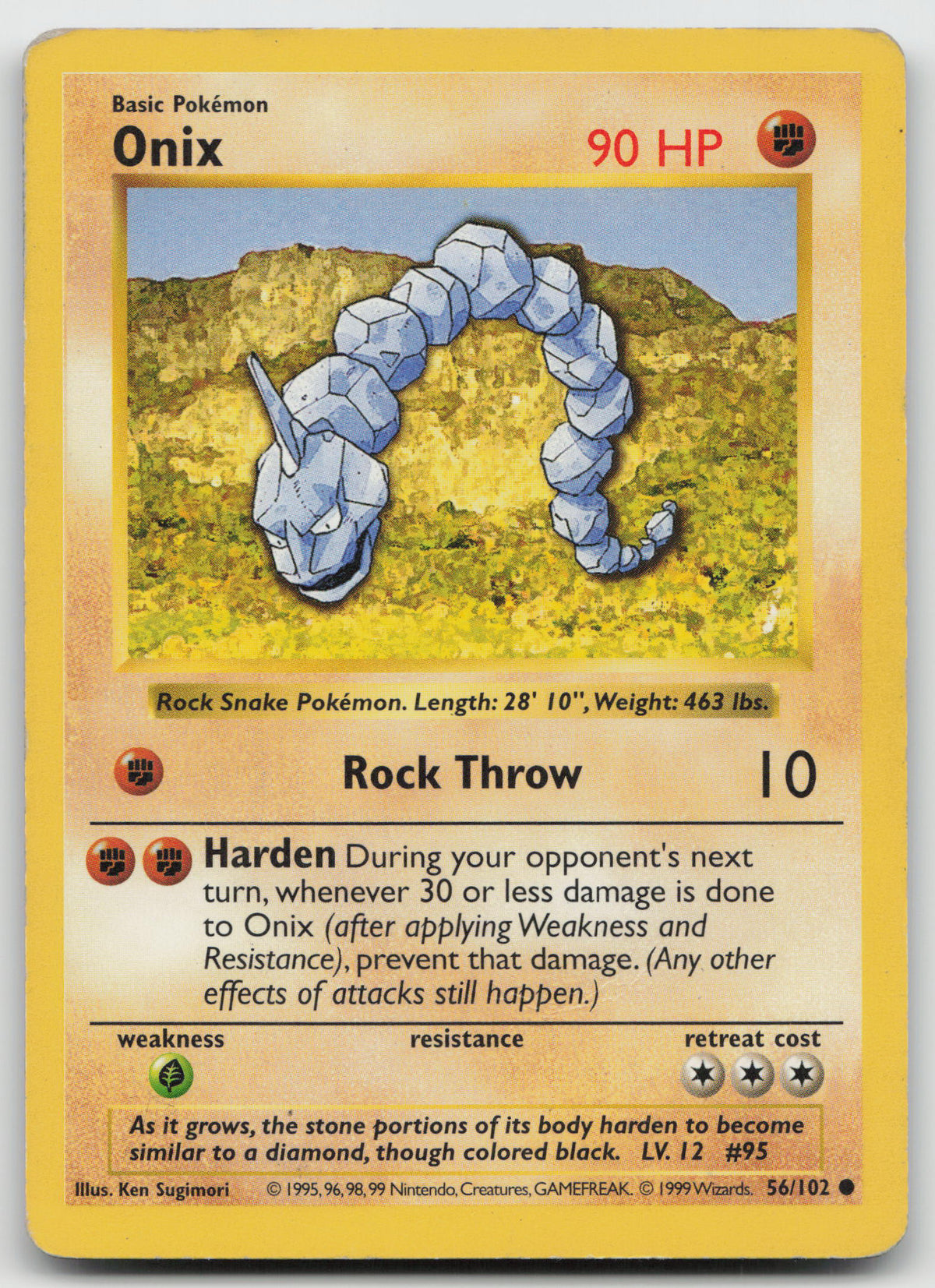 Onix Common Normal Base Set (Shadowless) 56/102 DMG