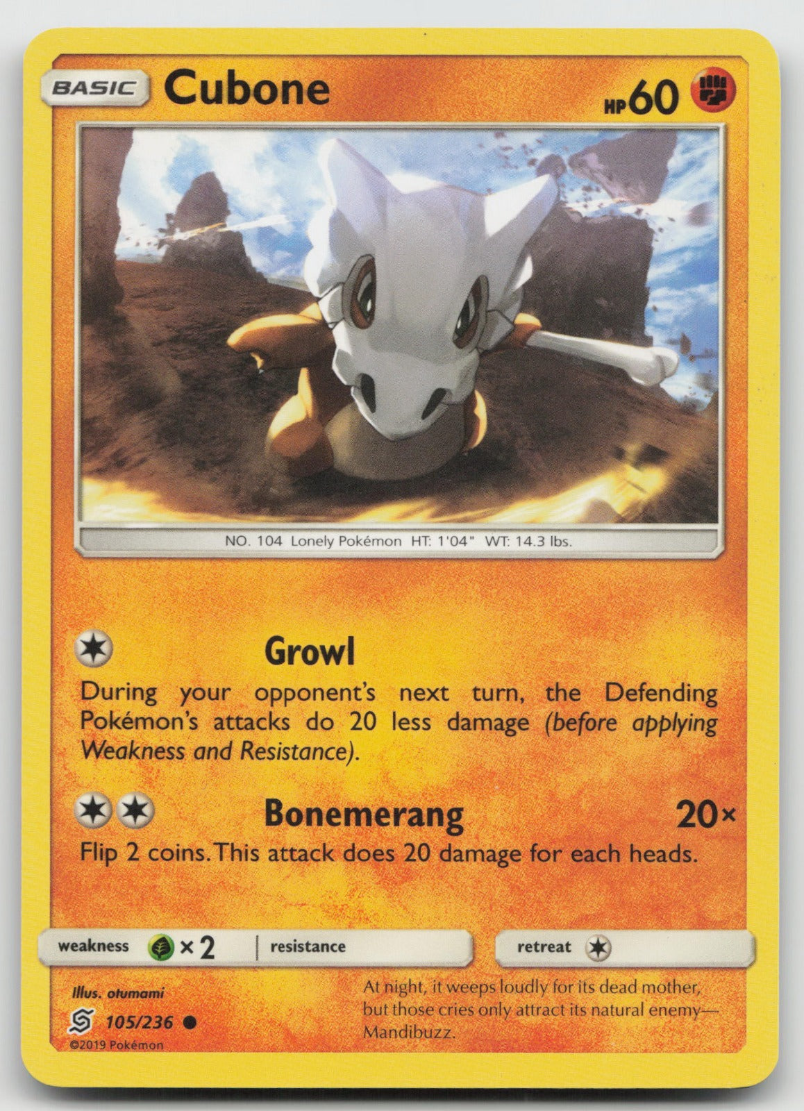 Cubone Common SM - Unified Minds 105/236 NM