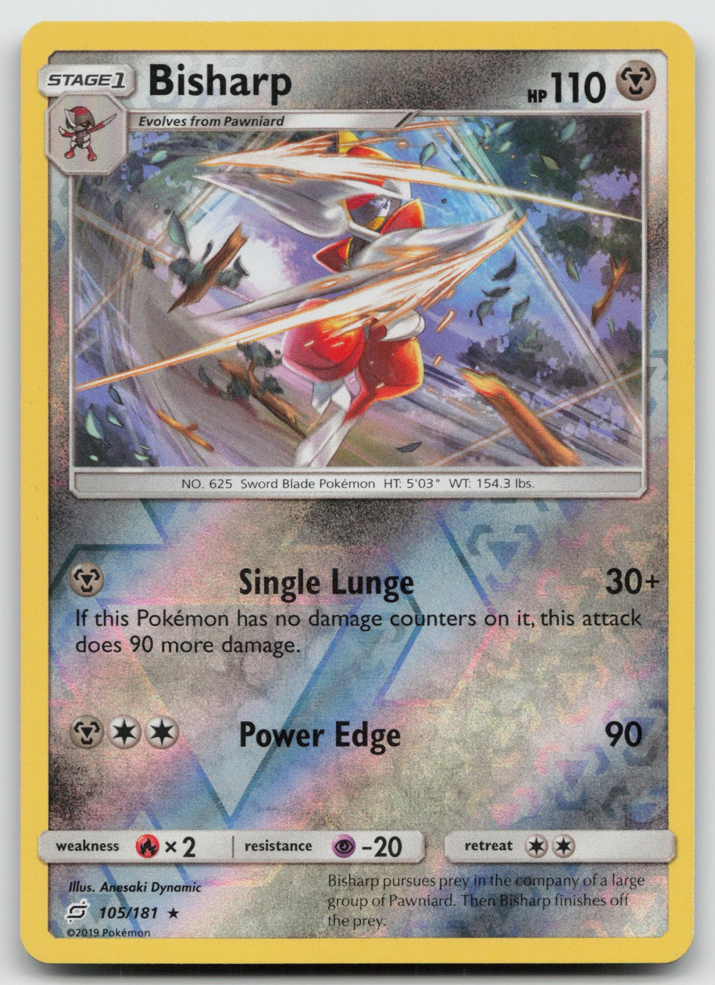 Bisharp Reverse Holo Rare SM - Team Up 105/181 NM