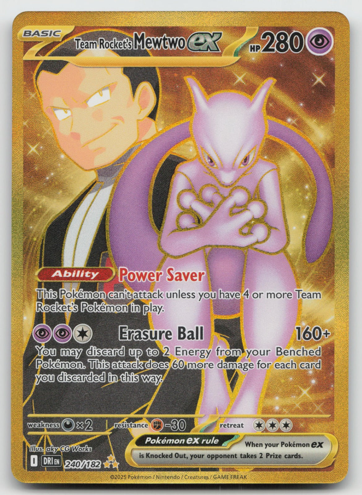 Team Rocket's Mewtwo ex Holo Hyper Rare SV10: Destined Rivals 240/182 NM
