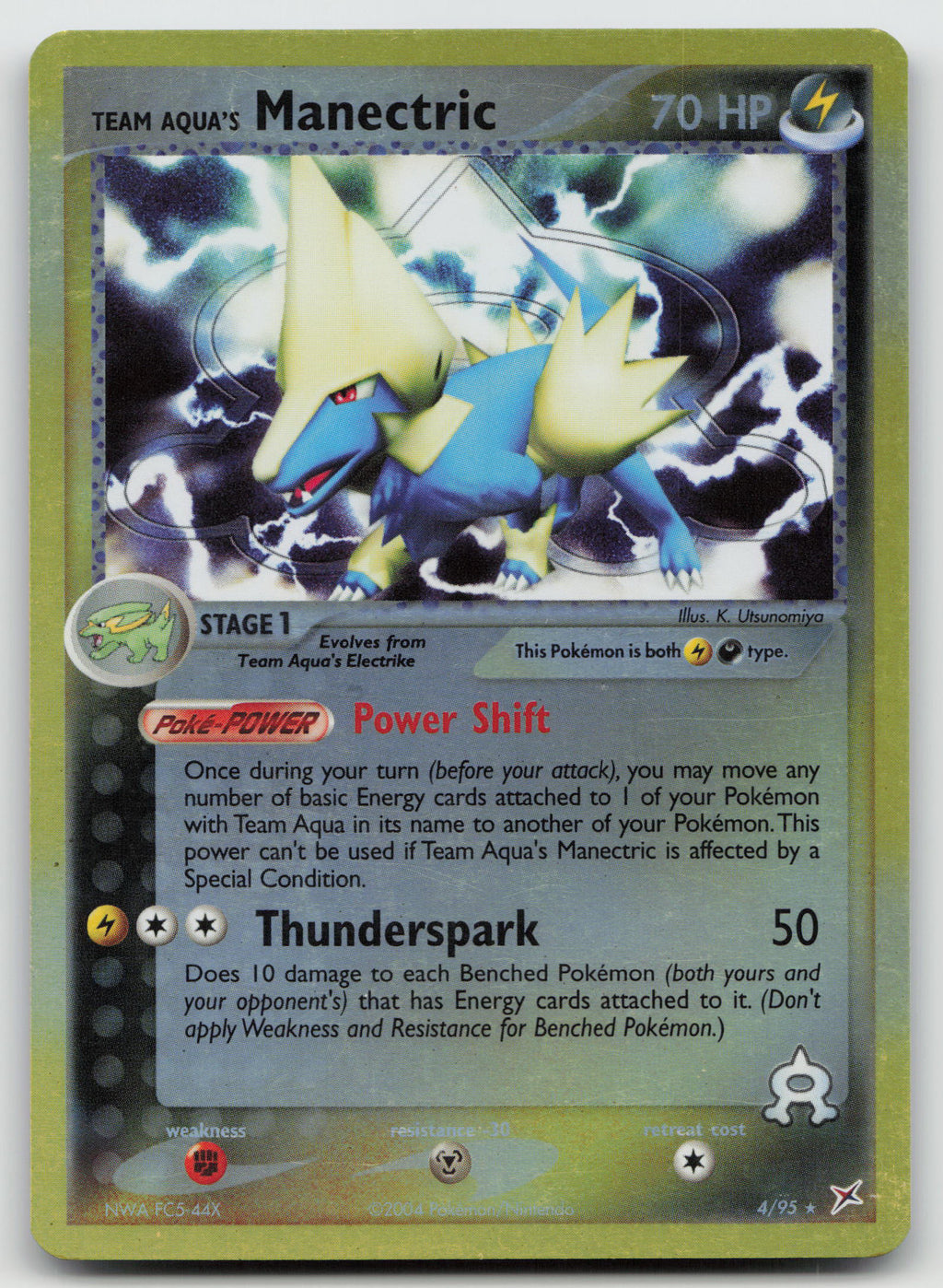 Team Aqua's Manectric - Holo Rare Reverse Holo Team Magma vs Team Aqua 4/95 VLP
