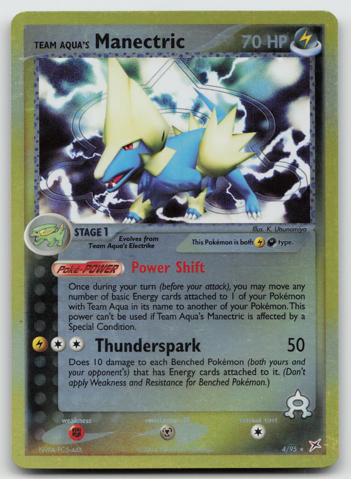 Team Aqua's Manectric - Holo Rare Reverse Holo Team Magma vs Team Aqua 4/95 VLP
