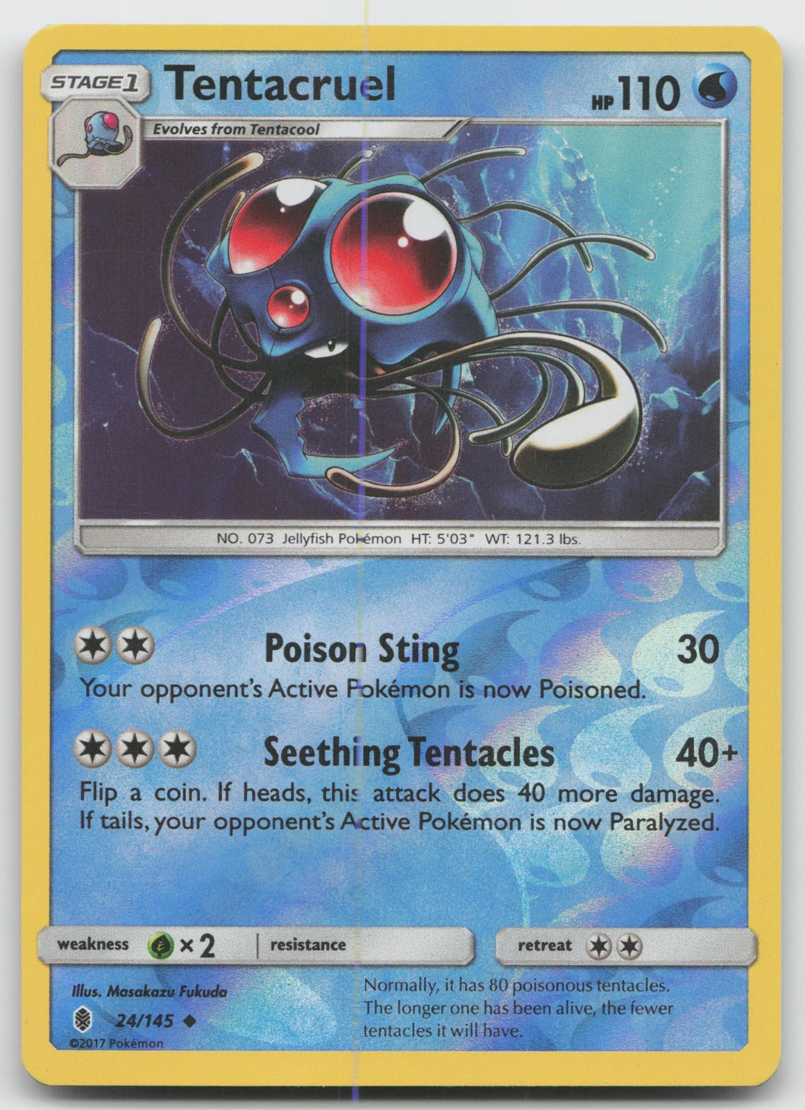 Tentacruel Reverse Holo Uncommon SM - Guardians Rising 24/145 NM