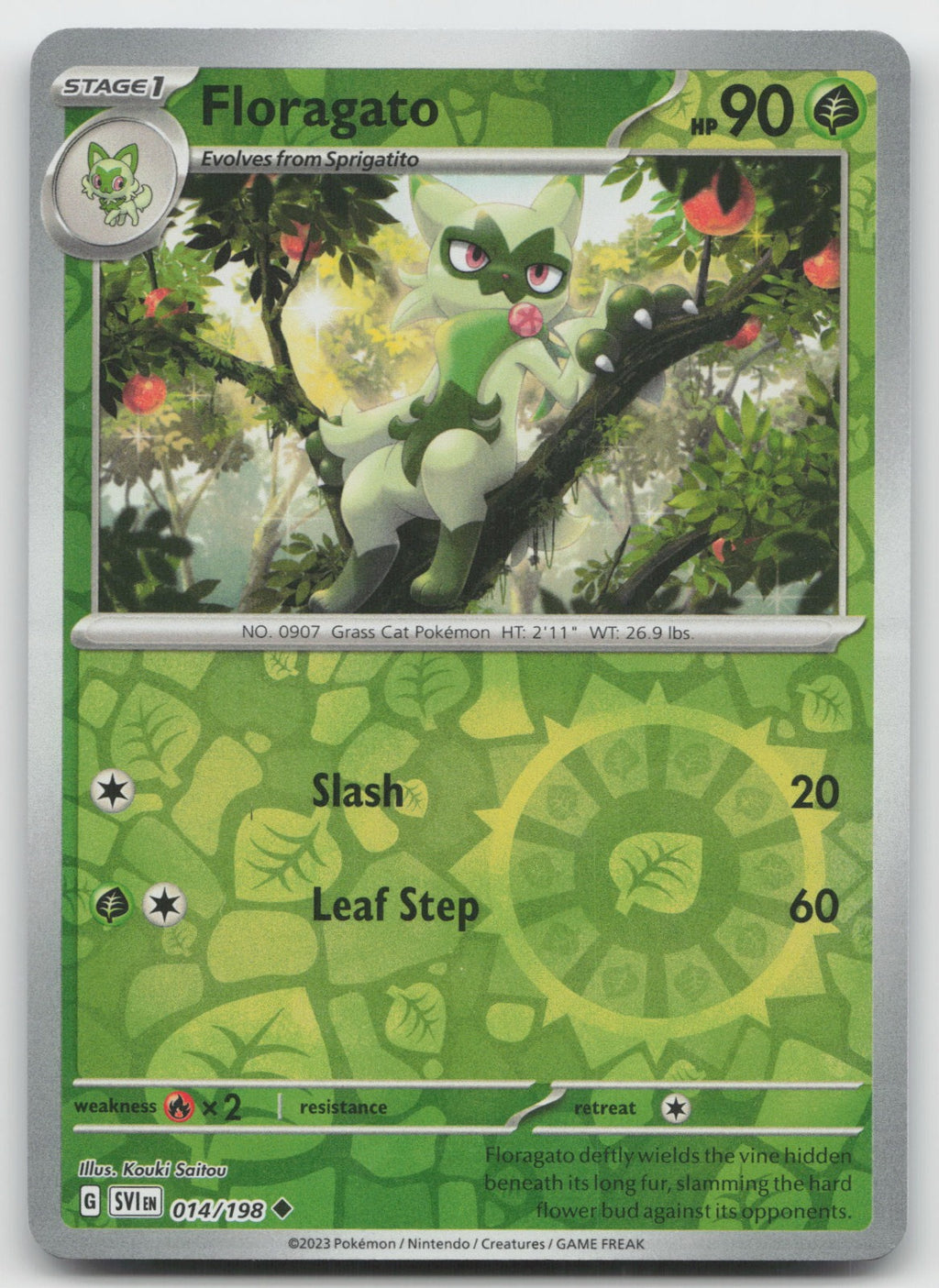 Floragato Reverse Holo Uncommon SV01: Scarlet & Violet Base Set 014/198 NM