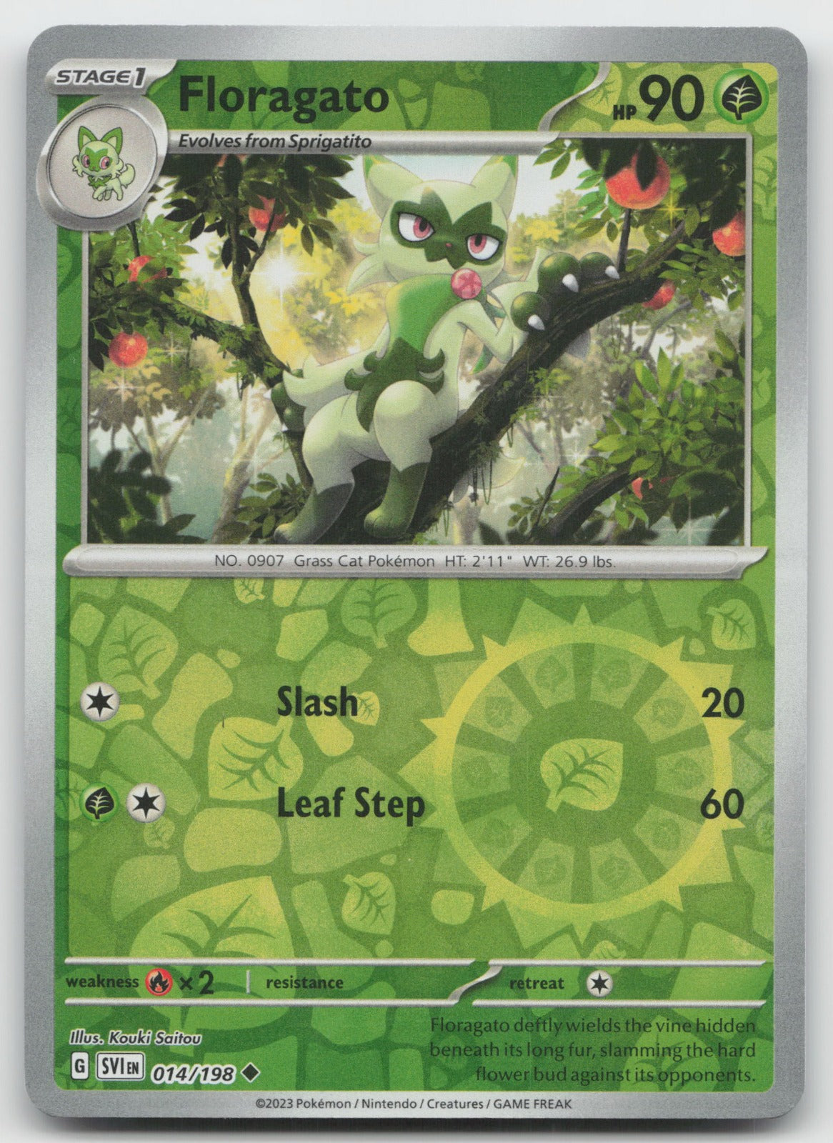Floragato Reverse Holo Uncommon SV01: Scarlet & Violet Base Set 014/198 NM