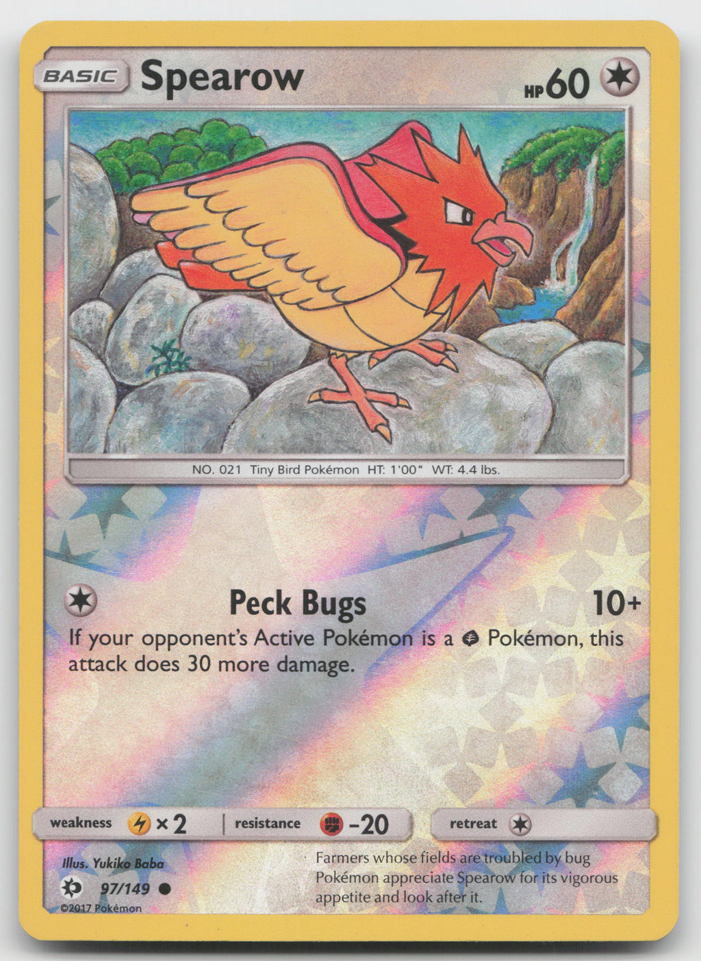 Spearow Common Reverse Holofoil SM Base Set 97/149 VLP