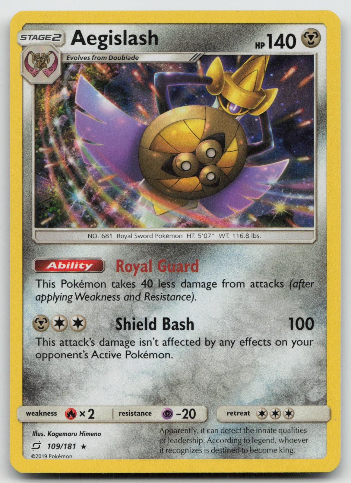 Aegislash Holo Rare SM - Team Up 109/181 LP