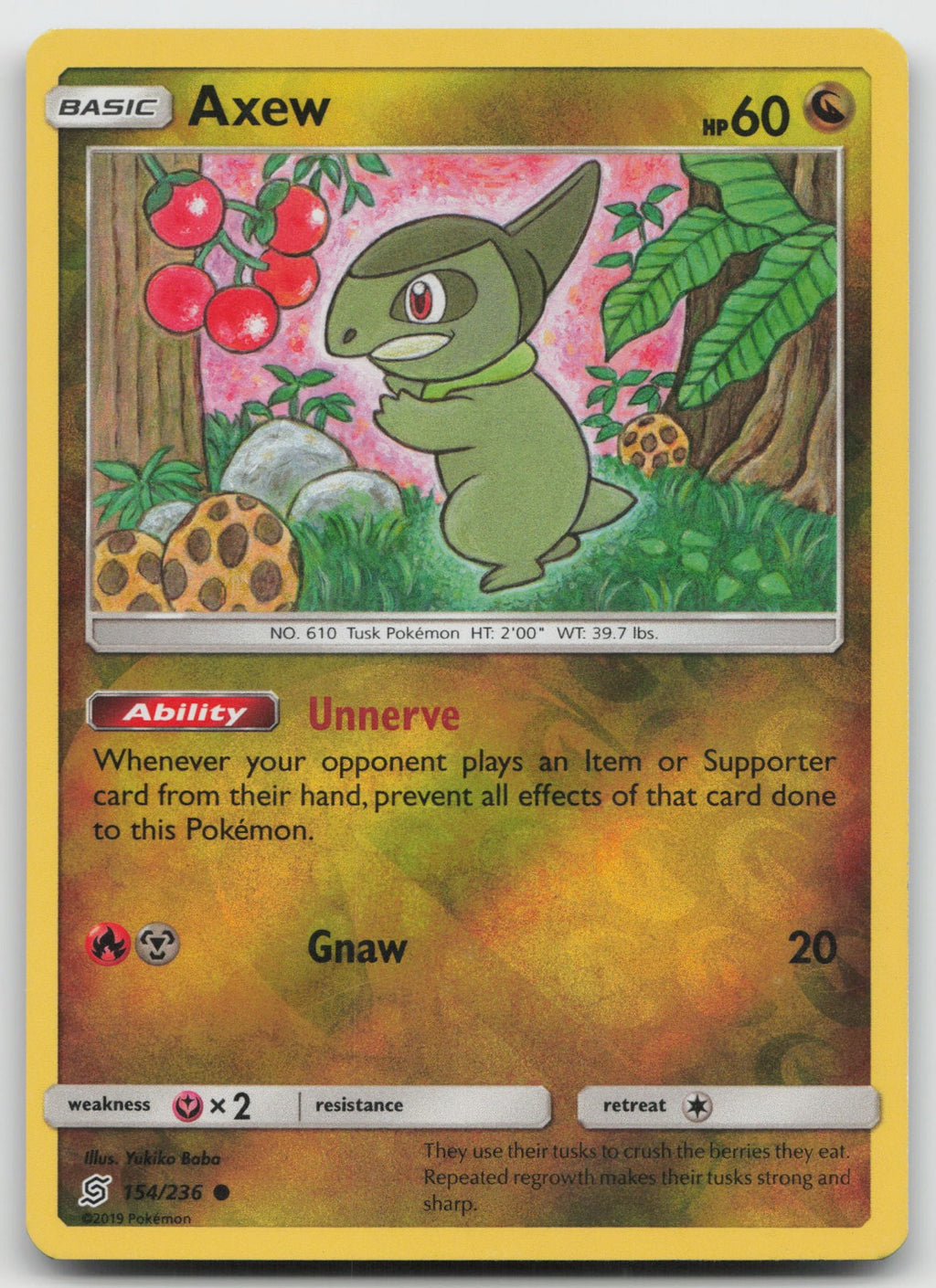 Axew Reverse Holo Common SM - Unified Minds 154/236 NM