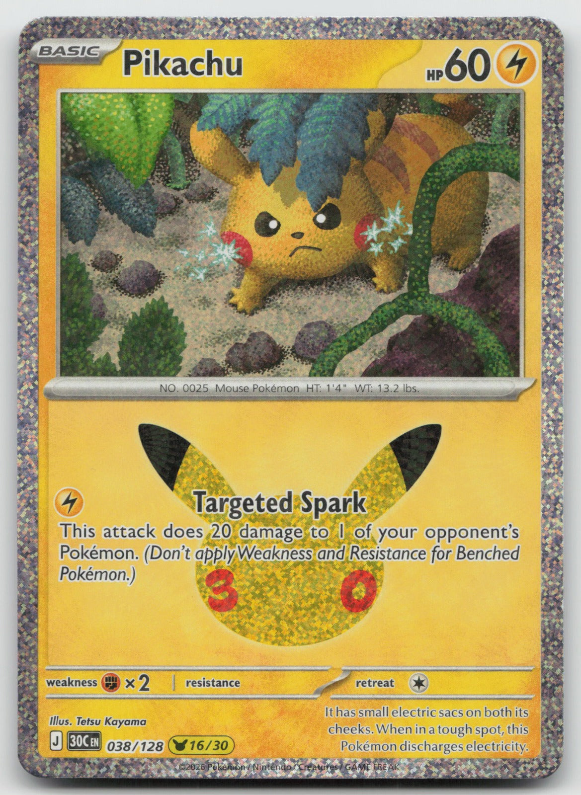 Pikachu Holo Pikachu Rare ME: 30th Celebration 038/128 NM