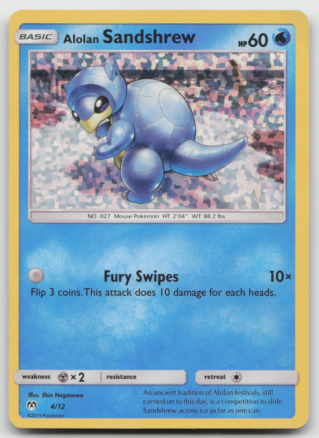 Alolan Sandshrew Holo Promo McDonald's 2019 4/12 NM